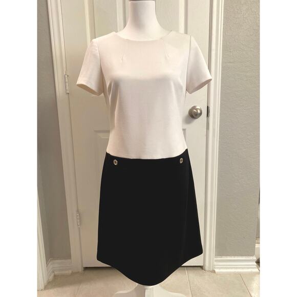 Tommy Hilfiger Framed  Scuba Crepe two Pocket Dress A-Line White & Black Size 6 - Picture 1 of 9